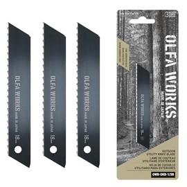 OLFA WORKS OWB-OKB-1/3B Outdoor Utility Knife Replacement Blade, Alloy Tool Steel Blades - Compatible Knife: OLFA WORKS OW-OUK-1 (3 Blades)