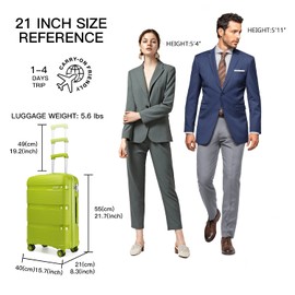 Kono Carry On Luggage Hard Shell Travel Trolley 4 Spinner Wheels Lightweight Polypropylene Suitcase with TSA Lock (Carry-On 21-Inch, Green)