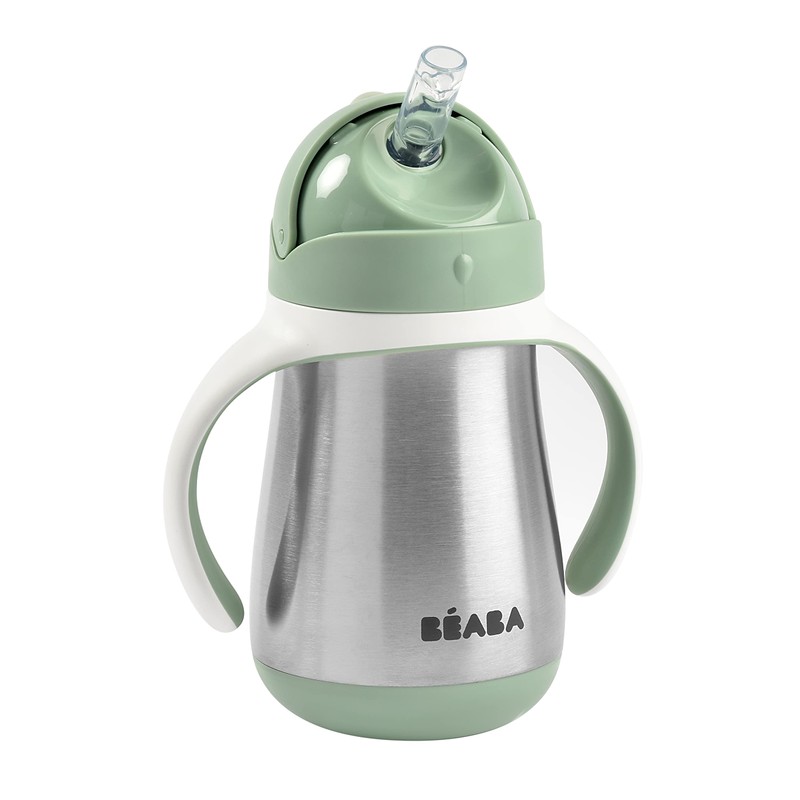 Beaba Vaso para Sorber con Pajita de Acero Inoxidable, Sabio