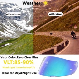 BSTOP K1 Helmet Visor,UV Protecror Helmet Face Shield Visor Windshield for AGV K1, K1S, K3SV, K5, K5S(Revo Clear Blue-day and night)