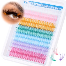 Colored Lash Extension Individuals 280 Pcs Colored Eyelashes Clusters 7 Colors Fluffy Wispy 16MM 18MM Colorful Eyelash Extensions DIY at Home by Mavphnee
