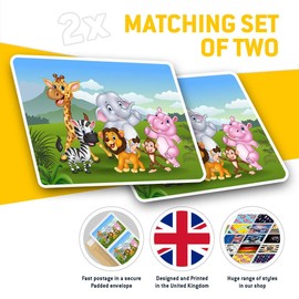 Rectangle Stickers (Set of 2) 10cm - Cartoon Zoo Animals Lion Monkey Kids Laptop Tablet Luggage Scrapbook #16888