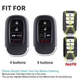 ontto Car key cover fit for Honda 2023 2024 Civic Accord Pilot CRV HRV CRZ Fit Odyssey Ridgeline Crider handmade leather key case holder keyring keychain Smart Key Shell Accessories 4 buttons Blue