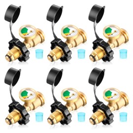 Tandefio 6 PCS Propane Tank Gauge - Bulk Propane Gas Meter Adapter with Gauge for 5-100lb Gas Grill, Camping Stoves, Heater - Converts POL LP Tank to Universal QCC 1