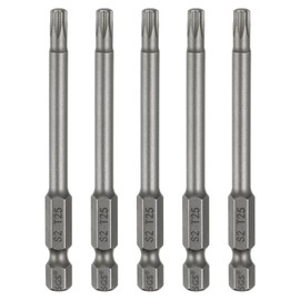 QUARKZMAN 5 Pieces T25 Torx Bit Screwdriver Bit Set 1/4 Inch Hex Shank 3 Inch (75 mm) Long Magnetic Hex Without Hole Tip Screwdriver Drill Bits S2 Steel for Torx Screws