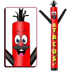 GOODENY 15FT Tall Inflatable Tube Man Tacos Wacky Wavy Dancing Guy (18''Diameter) for Outdoor Decoration Advertising Business Promotion - Food Theme (Blower Not Included)