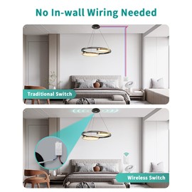 HAPYTHDA Wireless Light Switch, No in-Wall Wiring Required Remote Control Light Switch, Waterproof Wireless Switch Fixture for Led Light/Ceiling Lights/Fans, 300ft RF Range, Programmable