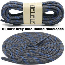 DELELE Round Work Boot Laces: 71 inch Dark Grey Blue Heavy Duty Hiking Shoe Laces for Boots 2 Pair