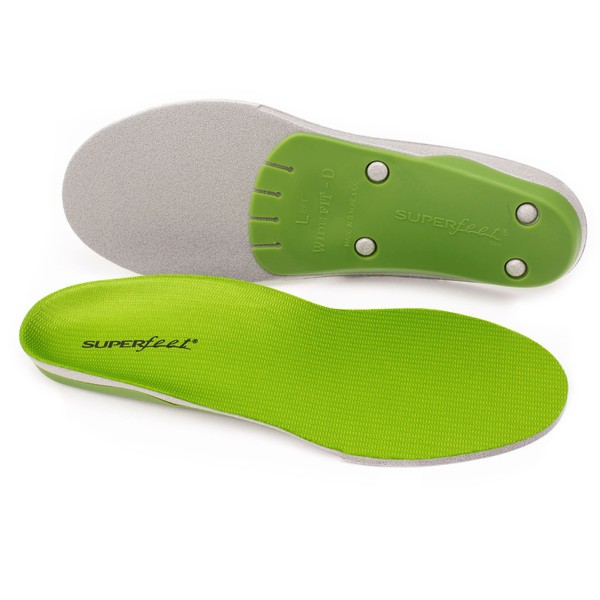 Superfeet wideGREEN - Wide, High Arch Support Orthotic Insoles with High Density Foam - 9.5-11 Men / 10.5-12 Women