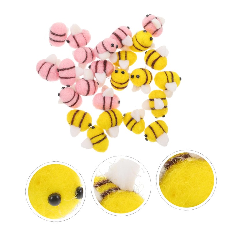 COHEALI 24Pcs Wool Felt Bee Ornaments Adorable Yellow Decorations for