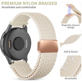 CUNUJIX Magnetic Braided Watch Bands Compatible with Garmin Venu Sq/Venu Sq 2, Loop Stretchy Nylon Elastic Fabric Strap for Garmin Venu Sq Music/Venu Sq 2 Music Women Men