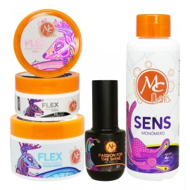 Mc Nails Polvos Acrilicos 3 Colores + Monomero + Top Gel , Mc Nails