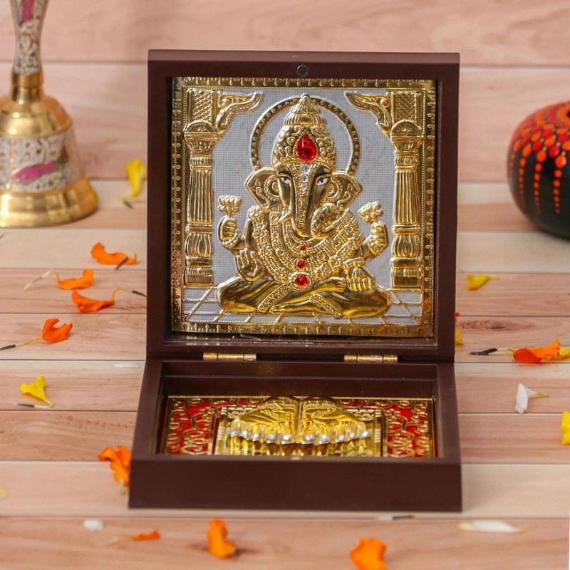 House Of Wemy Gold Plated Pocket Temple with Charan Paduka