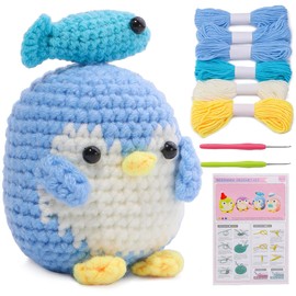 FeLeA Crochet Set for Beginners, Crochet Toy Set, Crochet Set for Beginners, Penguin, Crochet Starter Set, DIY Knitting Set with Crochet Hooks, Yarn, Step by Step Instruction Video, Crochet Set for