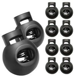 WANGENPING Pack of 10 Cord Stops, Single Hole Cord Clamp Made of Plastic, Rubber Cord Stopper, Cord Clamp Round, Black Cord Stopper, up to Diameter 5 mm Cords, for Backpack, Jacket, Sportswear