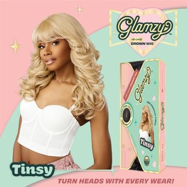 Sensationnel Glamzy Lace Crown Wig - Tinsy Glueless Hand Tied CrownArea Synthetic Hair (1B OFFBLACK)