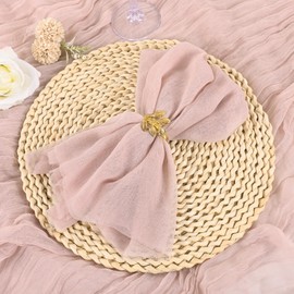 Dusty Pink Cheesecloth Napkins - Bulk Set of 50, 20x20 Inch Washable and Reusable Boho Cotton Gauze Cloth Napkins for Weddings, Bridal Girl Baby Shower, Party and Banquet