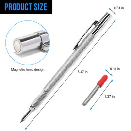 guti-more 2 Pack Tungsten Carbide Scriber with Magnet, with Extra 20 Replacement Marking Tip,Scribe Tool,Etching Engraving Pen for Glass/Ceramics/Metal Sheet