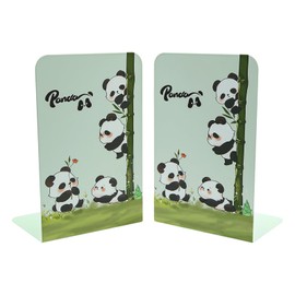 1 Pair Green Panda Metal Bookends,Creative Cute Animal Panda Bear Nonskid Thickening Iron Book End Metal Book Organizer CD Holder Gift for Student Kids Library School Home Office Decoration