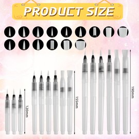 Water Brush Pens, Pack of 15 Water Tank Brushes, Water Brush Pen, Watercolour Brush, Water Brush with Tank for Watercolour Painting, Colour Mixing and Calligraphy