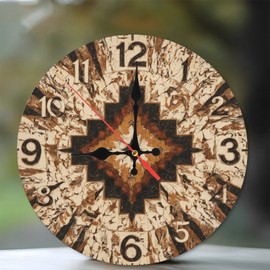 Lancholy Vintage Style Wall Clock Distressed Beige Brown Decor 10-Inch Wooden Wall Clock, Silent Movement, Battery Operated (AA Batteries Not Included), Artistic Home Decor, Perfect for Home Accents