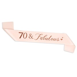 CHEERYMAGIC 70th Birthday Sash, Rose Gold Birthday Satin Sash for 70 Birthday Decorations Women Birthday Gift Party Accessories A3AXFAB (70 fabulous)