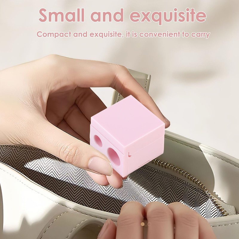 Pink Double Barrel Lip Eye Liner Pencil Sharpener with Cover
