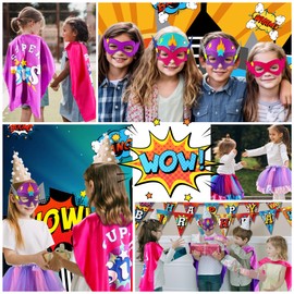 D.Q.Z Superhero-Cape Costume with Tutu Dress, Big Sisters Gifts for Girls Princess Role Play Birthday Christmas Party (Purple)