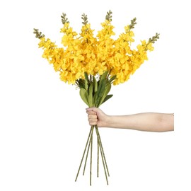 IPOPU 33.46 in Yellow Delphinium Artificial Flowers 6 PCS Snapdragon Flowers Hyacinth Antirrhinum Artificial Flowers Silk Long Stem Flowers for Wedding Home Decor(Yellow)