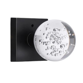 HIEMEY Glass Crystal Door Knobs Interior with Lock, Round Clear Bubble Ball Modern Classic Matte Black Privacy Door Knobs for Bedroom Bathroom