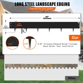 ITEVE.GD 10PCS Steel Lawn Edging, Metal Landscape Edging, 4"x39" Garden Edging Border, 16.25 ft Length Flexible Landscape Edging, Black Lawn Edge for Garden,Yard - 10Pack