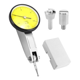 QWORK Dial Test Indicator, with 2 Steel Dovetail Clamps 3/8'' and 5/32'', 0.030" Test Indicator 0. 0005" GR Dial Reading 0-15-0, for Machine Set-Up, Narrow Area Measurement