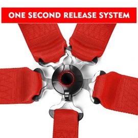 DING.PAI Seat Bealt 5-Point Racing Safety Harness with Ultra Comfort Heavy Duty Shoulder Pads Universal Polyester Safety Harness fit Sports Car Racing Car UTV ATV Car Red