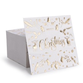 BeBesta 80 Pack Merry Christmas Paper Napkins Red Green white Gold Xmas Deer Disposable Party Luncheon Napkins for Christmas New Year Holiday Dinner Party Supplies,6.5 x 6.5 Inch-all (white)
