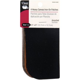 Dritz Heavy Canvas Iron-On Patches, 5 by 5-Inch, Assorted Colors, 4