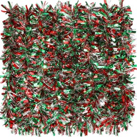 32.8 Feet Christmas Metallic Tinsel Twist Tinsel Garland Xmas Glitter Garland Tinsel Tree Hanging Tinsel Decoration for Christmas Party and Home Indoor Outdoor Ornament Supplies (Red, Green, Silver)