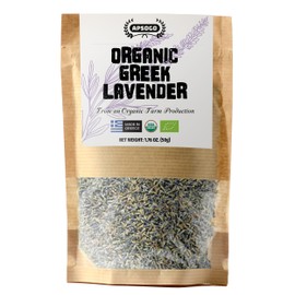 Apsogo Organic Greek Lavender Flowers - Dried Culinary Lavender Buds for Tea, Baking & Sachets - Organic Lavender Tea, Strong Aroma, Relaxation & DIY Use - Resealable Pouch 1.76 oz