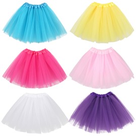 kilofly 6pc Girls Ballet Tutu Kids Birthday Princess Party Favor Dress Skirt Set