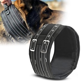 CANISALFA 4" Extra Wide Tactical Dog Collar for Large Breeds – Heavy-Duty 1000D Nylon, Padded with Control Handle & Metal Buckle – Reflective, Adjustable Collar for Training & Outdoor Use