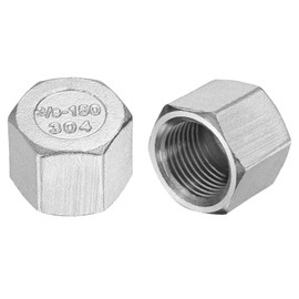 sourcing map 2pcs Hex End Cap 304 Stainless Steel Nut, NPT 3/8" Female Thread Pipe Fitting, Gas Line Water Line Stop Valve Cap Tubing Ends for Plumbing Fittings, Silver Tone
