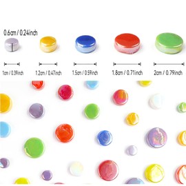HJRTIUOH 200g Round Iridescent Glass Mosaic Tiles, Bulk Mosaic Tiles for DIY Crafts, Flower Pots, Vases, Mugs, Garden Decoration,Yellow-Green Color Mix