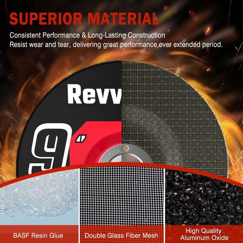 Revvstark 10 Pack Grinding Wheels 9 Inch, Grinder Wheel for