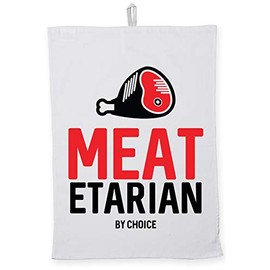 Hippowarehouse Meatetarian by choice Tea Towel Eco Printed Dish Cloth Kitchen accessory 50cmx70cm 100% Cotton