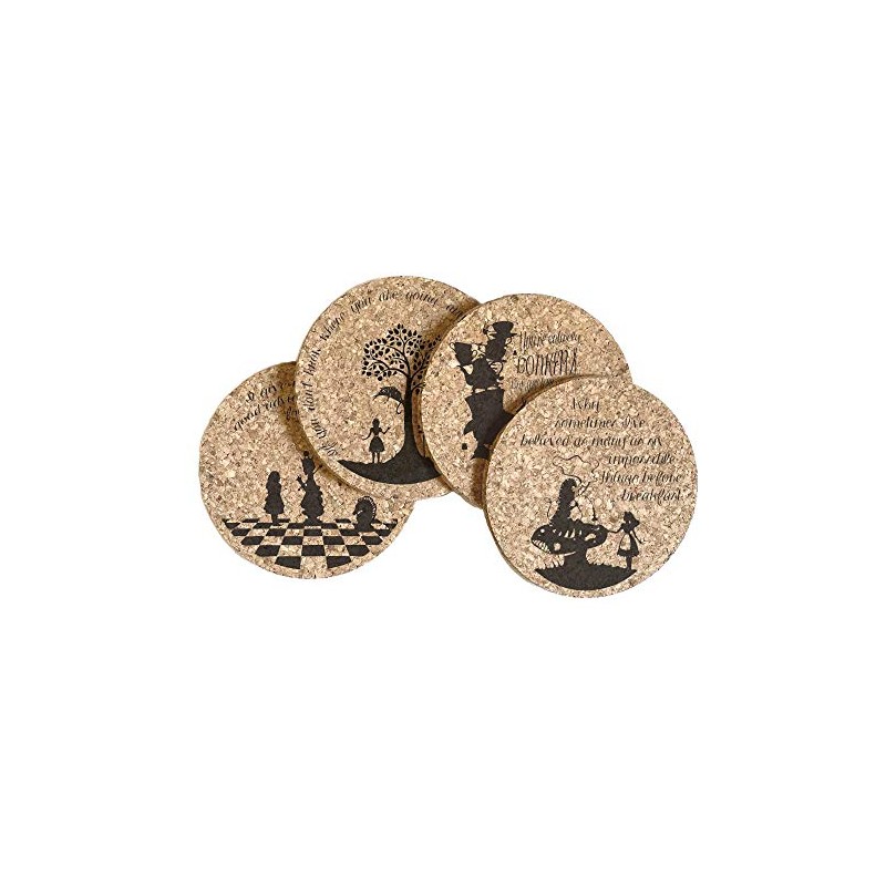 Alice in Wonderland Quotes Cork Coaster Set of 4