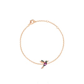 Einzelstück® Bracelet with Hummingbird I 925 Sterling Silver I Silver Bracelet 14K Gold Plated I Zirconia Bird Bracelet 14K Gold, Rose Gold, One size, Sterling Silver, Cubic Zirconia