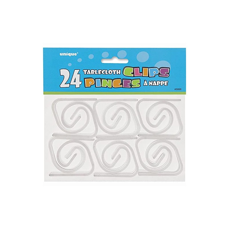 Clear Plastic Table Cover Clips (2"x2") - Pack Of 24,