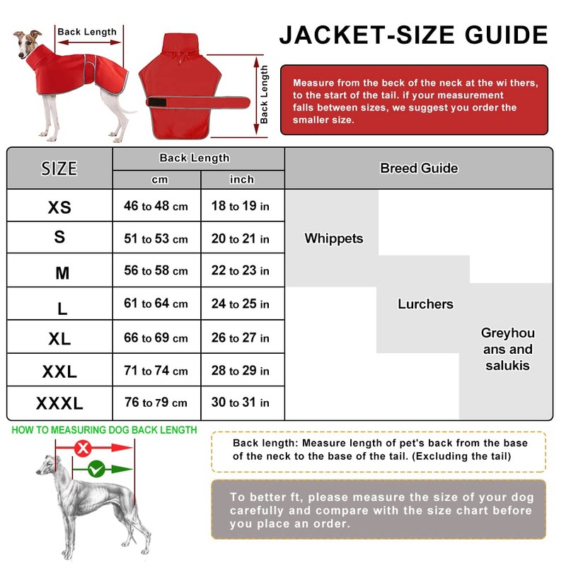 HBJSP Greyhound Raincoat Lightweight, Whippet Coats Waterproof, Greyhound Coats Waterproof,