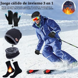Gorro Invierno Bufanda y Guantes Tactiles y Calcetines Termicos,Gorros con Tejido de Punto y Bufandas con Forro de Lana para Hombres y Mujeres,Set de bufanda, Gorro y Guantes para Esquiar
