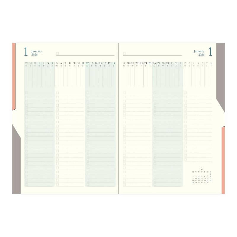 Midori Double Schedule Planner 2026 B6 Monthly To Do Blue