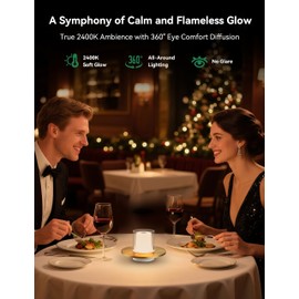 Tubicen Rechargeable Candle Lamp, Battery Operated Cordless Lamps for Table, 4-Level Touch Dimmable Electronic LED Flameless Candle Light for Home Decor Seasonal Festival Celebration Anniversary